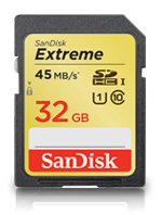 SANDISK EXTREME SDHC 32GB UHS-I 45 MB/S